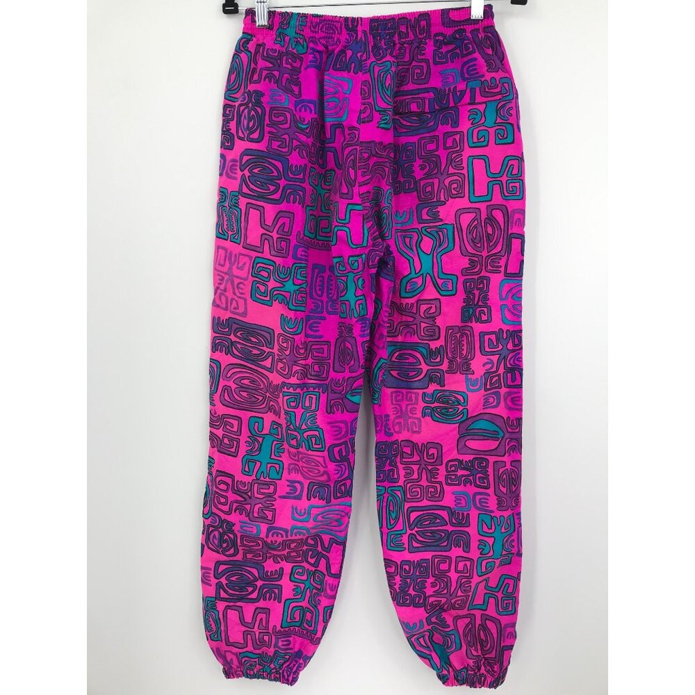 White Sierra Vintage 90's Y2K Tribal Windbreaker Jogger Pant Pink Purple Small - Picture 3 of 10
